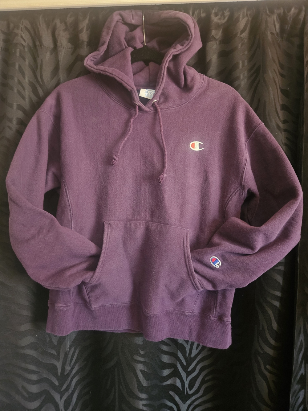 Champion Purple Hooded Sweatshirt - Classic Logo Pullover